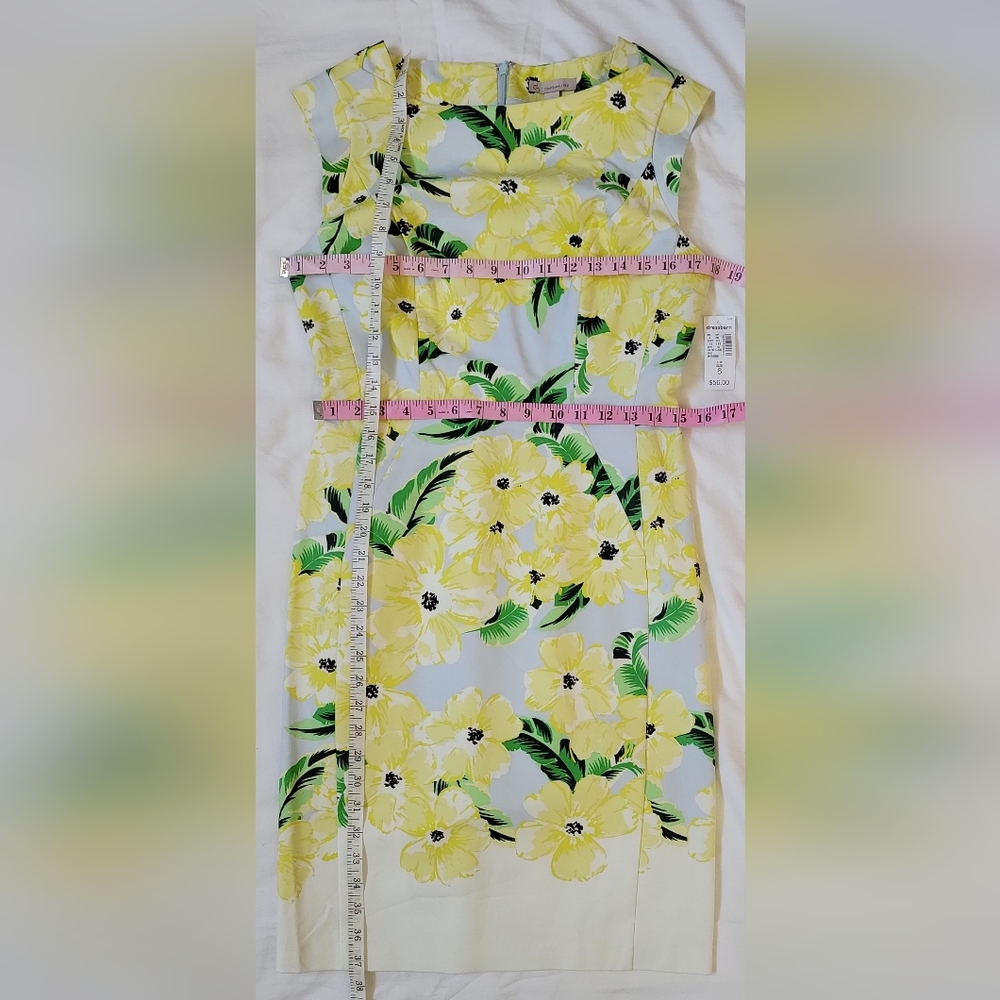 Dress Barn Yellow Flower Sheath Dress - Knee Length - Picture 4 of 8